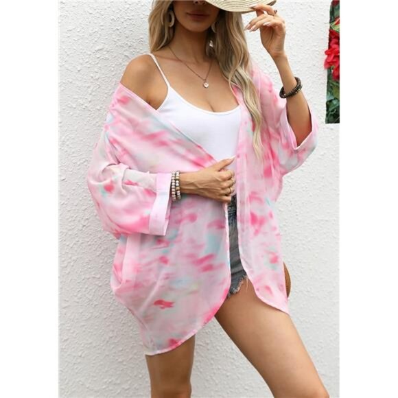 Kimono Cardigan Cape 3/4 Bat Sleeve - Picture 6 of 7